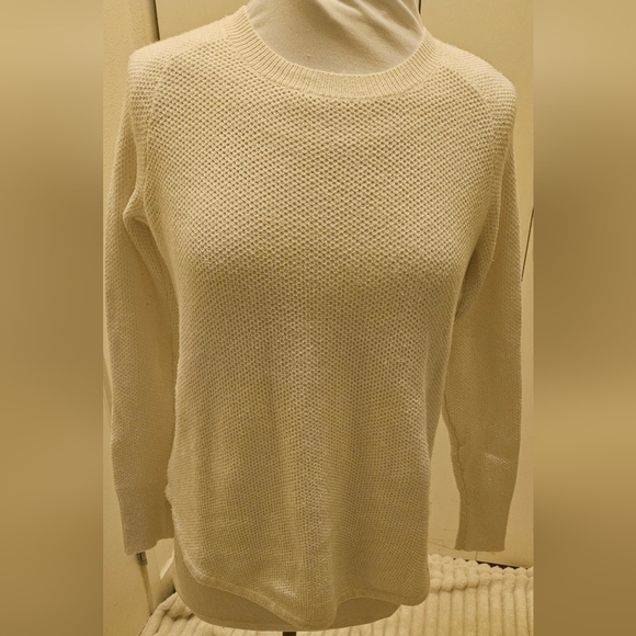 Madewell Button Back Sweater Cotton Blend Knit Ivory Comfortable Flattering Sz S - Picture 2 of 6